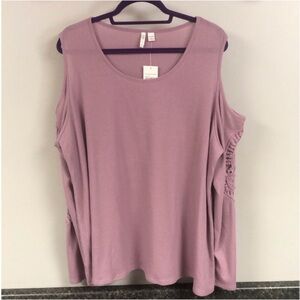 1/27  Cato mauve pink cold shoulder shirt 22/24w 3x sleeve detail